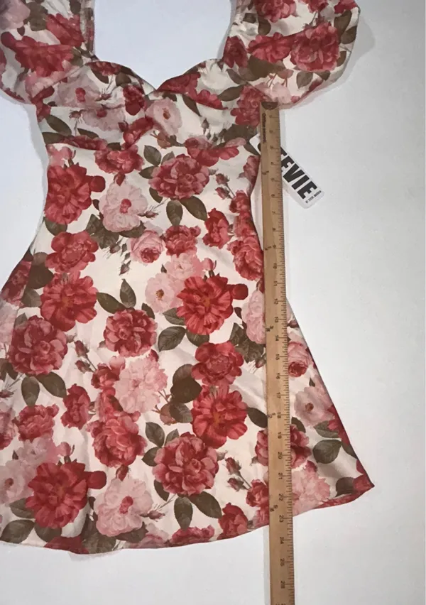 Stevie by Steve Madden Floral Puff Sleeve Mini Dress XS Rose Print - Image 8