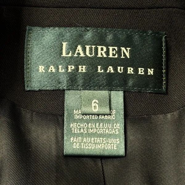 Lauren Ralph Lauren Womens Black Wool Blend Blazer Jacket Sz 6 Office Old Money - Image 6