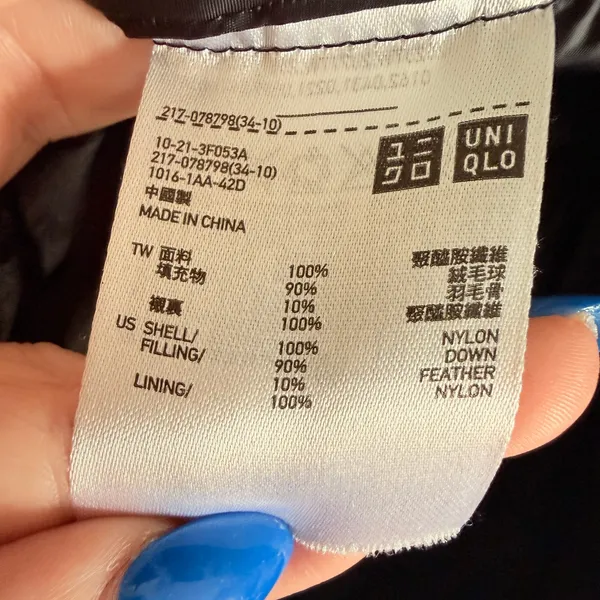 UNIQLO | Black Puffy Down Long Length Funnel Neck Jacket | Small - Image 7