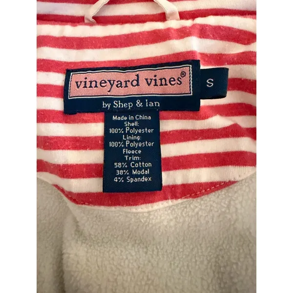 Vineyard Vines Cream Puffer Vest Womens Small Fleece Lined Zip Preppy Coastal - Image 6