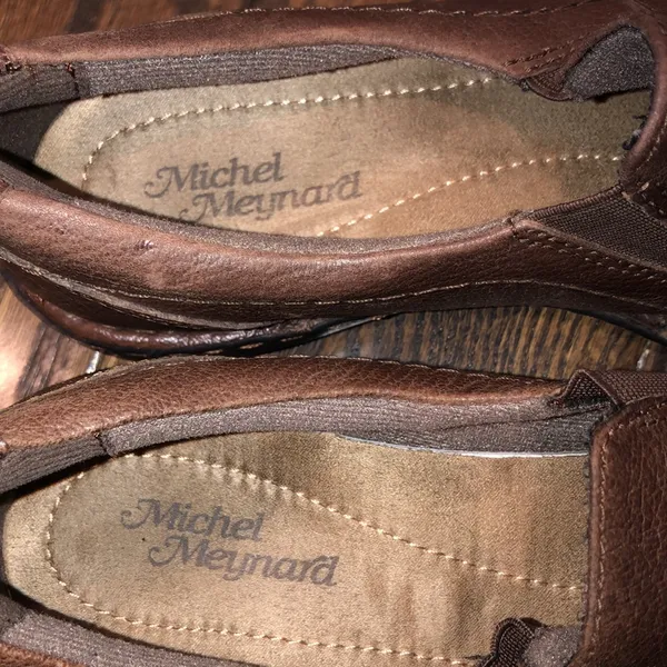 Michel Menyard brownleather slip on loafers size 8 - Image 4