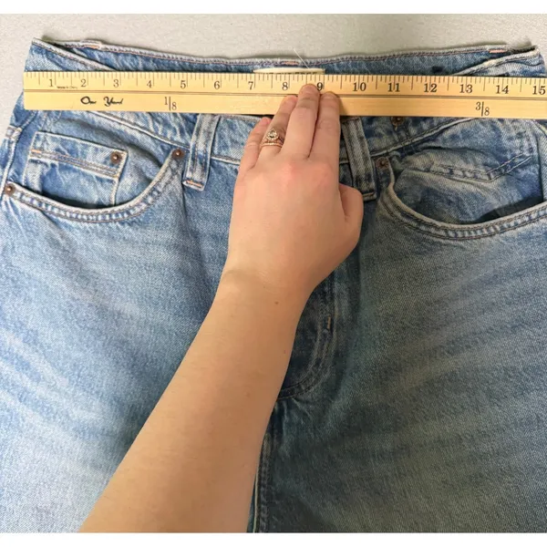 Free People We The Free Eden High Slouchy Flare Jeans Light Blue Denim Womens Size 28 - Image 5