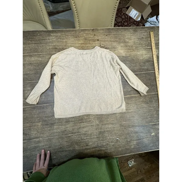 Pact Organic Cotton Cropped Beige 3/4 Sleeve Sweater Size Medium Sweater - Image 3