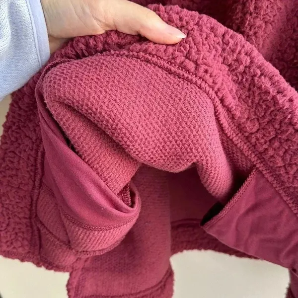 Aerie Dream Sherpa Quarter Zip Sweatshirt, Cherry Pink/Hot Pink, Size Medium - Image 14