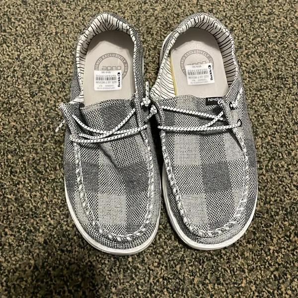 Hey Dude Women's Gray Knit Slip-On Loafers - Image 2