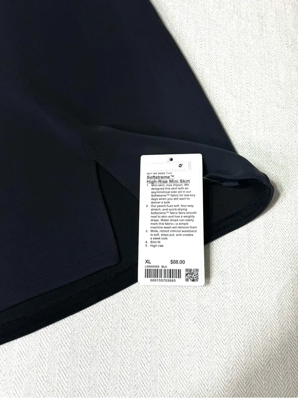 Lululemon Softstreme High Rise Mini Skirt Black XL NWT - Image 6
