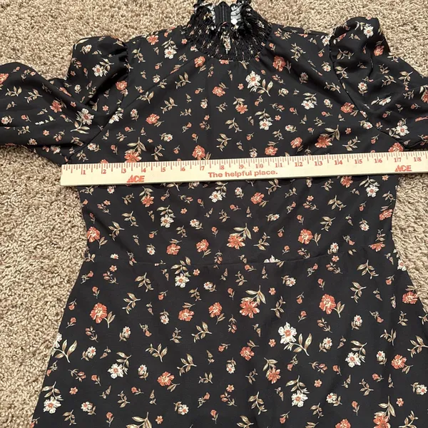 Caara Edita Black Floral Long Sleeve Sheath Dress Size Large Boho Beach Cowgirl - Image 7
