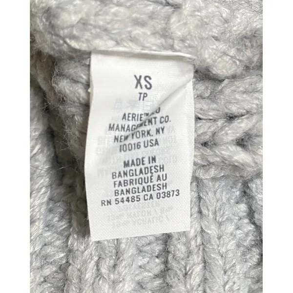 Aerie Snowday Oversized Chunky Cable Knit Sweater Gray Crew Neck NWOT XS - Image 8
