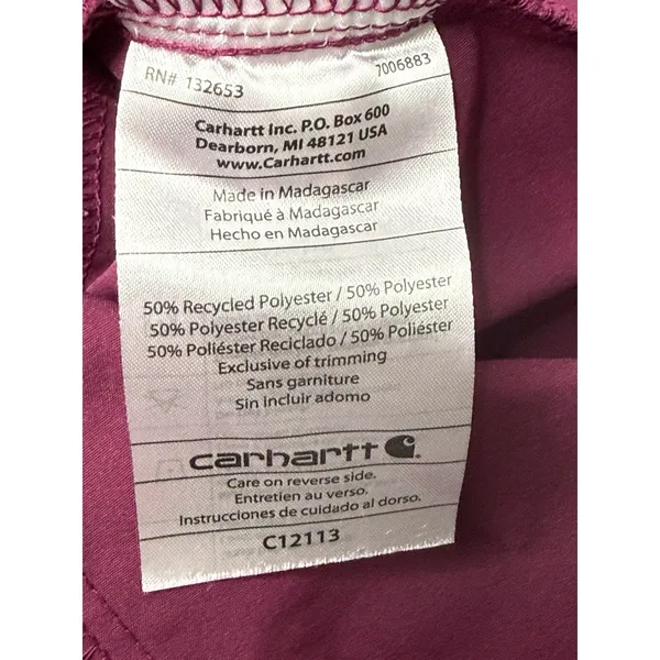 Carhartt Women's Scrub Top Force Essentials V-Neck 5 Pocket L Maroon Work Nurse‎ - Image 6
