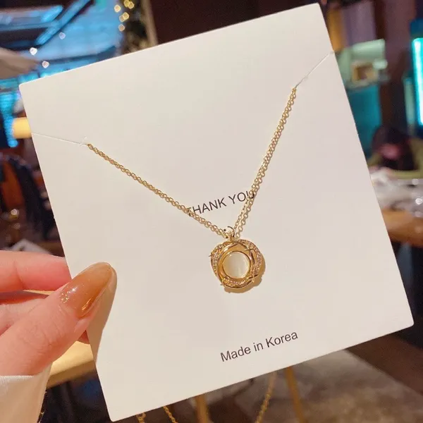 18K Gold Plated Cat's Eye Stone Pendant Necklace for Women - Image 3