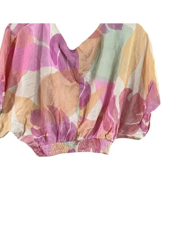 Garage Pink, Yellow & Cream Twist-Knot Crop Top - Image 3