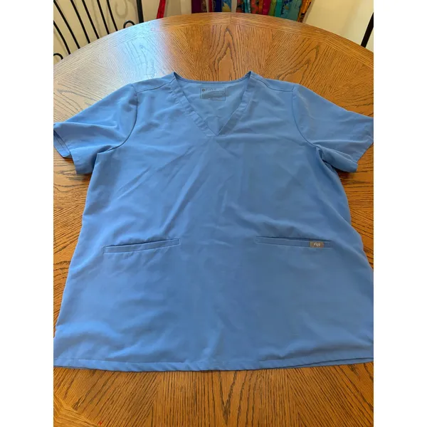 FIGS Scrub Top Womens XXL Blue V-Neck Three Pocket Technical Collection - Image 2