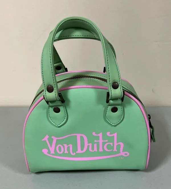 Von Dutch Mint Green Pink Mini Bowling Bag Purse Handbag Pocketbook Satchel 💚🩷 - Image 6
