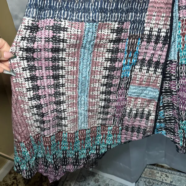 Akemi‎ + Kin Batik Riviera Midi Dress Lg Multicolor Boho Resort Handkerchief Hem - Image 10
