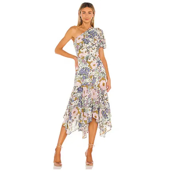 ASTR The Label‎ Santorini One Shoulder Floral Midi Dress Cottagecore S - Image 3
