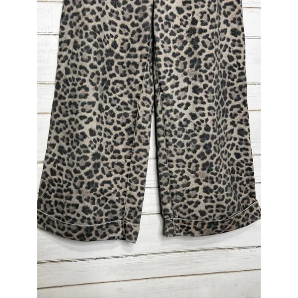 Pilcro Leopard Animal Print Wide Leg Pants Size 28 Petite High-Rise Cuffed Hem - Image 3