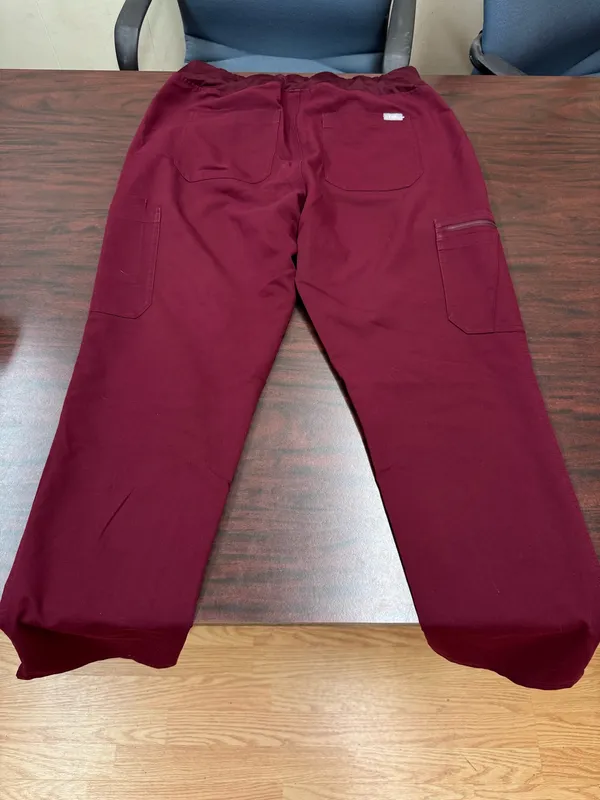 Figs Yola High-Rise Slim Burgundy Scrub Pants Size Large - Image 3