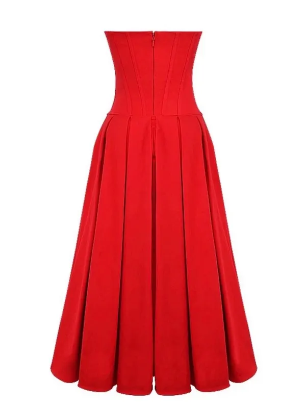 House Of Cb Lady Strapless Scarlet Midi Dress - Image 4