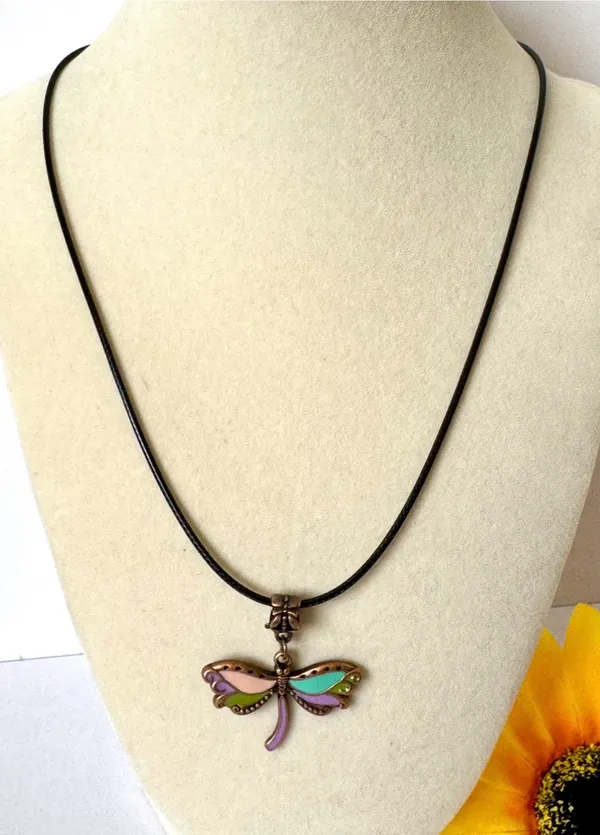 Dragonfly Necklace (405) Purple - Image 3