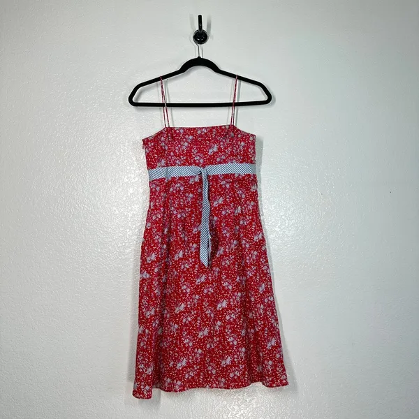 2/S red floral spaghetti-strap dress sundress mini vintage 90's Ann Taylor - Image 6