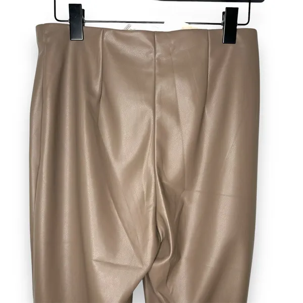 New FABLETICS Vegan Leather Pull-On Stretch Leggings Willow Bark‎ Tan Brown Sz L - Image 6