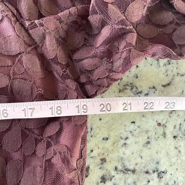 Garnet Hill Lace Dress Women 14 Burgundy Floral Leaf Scoop Neck 3/4 Sleeve Shift - Image 9