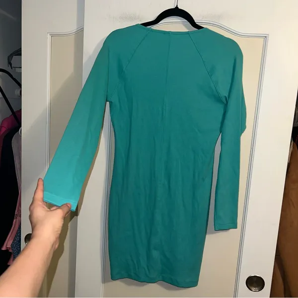 Nike Air Ribbed Long Sleeve Teal 1/2 Zip Athletic Dress - Image 4