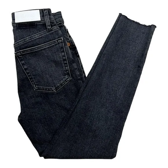 RE/DONE 90S High Rise Straight Leg Jeans in Stoned Noir Black Women's Size 24 - Image 10