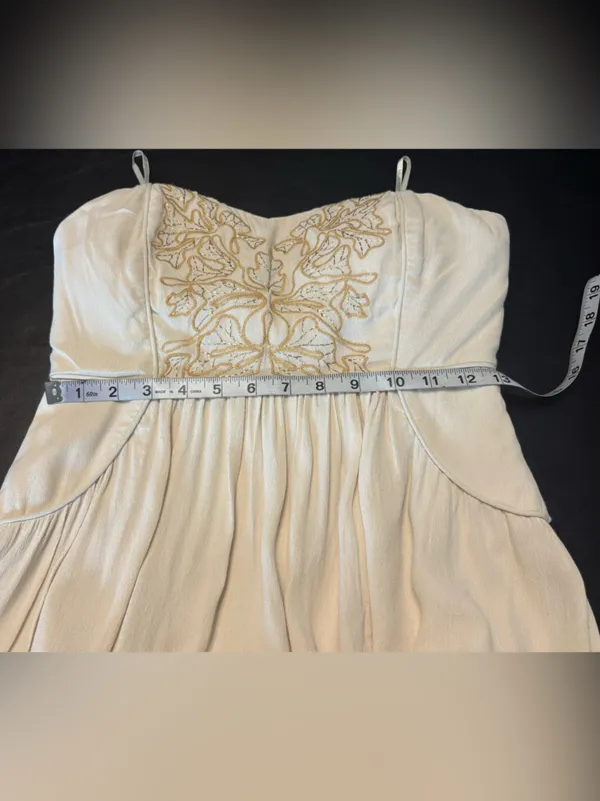 MM Couture by miss me Strapless Embroidered Cream Dress size M - Image 10