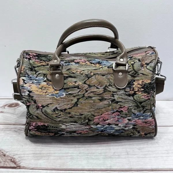 Vintage Tapestry Jacquard Duffle Bag by Leisure Handles and Shoulder Strap Small - Image 3