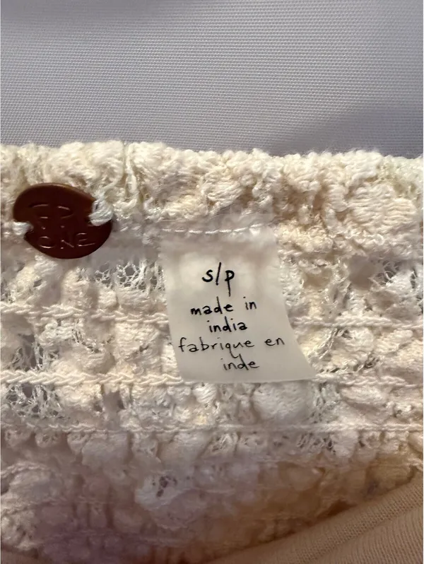 Free People Ivory Crochet Lace Strapless Bandeau Top S/P - Image 3