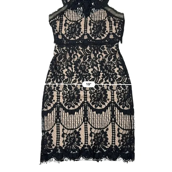 Lulu's Sweetness Lace Midi‎ Dress MEDIUM Black & Nude Flirty Lacy Feminine - Image 9