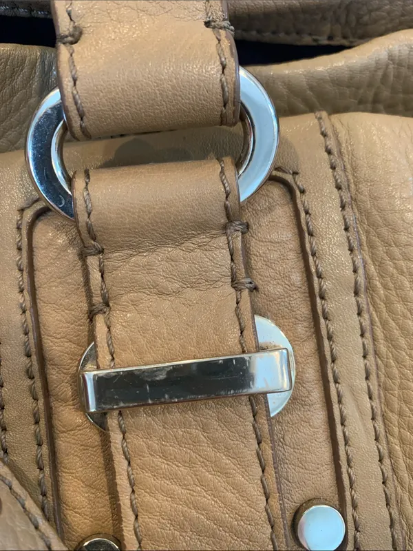 Banana Republic Genuine Leather Large Camel Tan Satchel Handbag Shoulder Bag - Image 8
