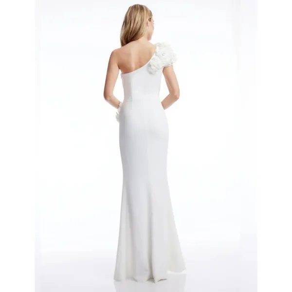Dress the Population‎ Aubrielle Asymmetric 3D Floral Mermaid Gown Off White XS - Image 2