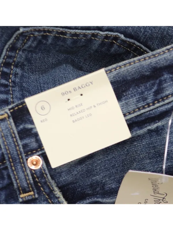 NWT Universal Thread Baggy Denim Jeans Button Fly Distressed Dark Wash Blue 6 - Image 8