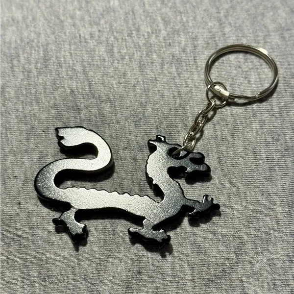 Black Dragon Keychain Silver - Image 3