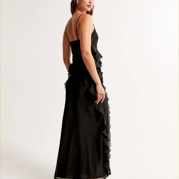 Abercrombie & Fitch Draped Ruffle Maxi Dress /Black / Size XS - 159-299-0020-900 - Image 6