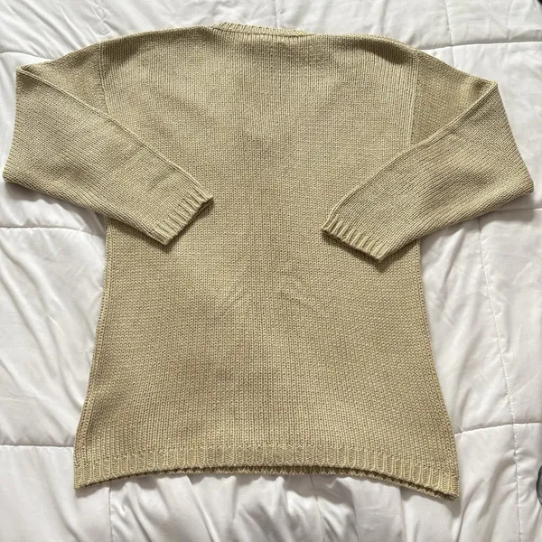 Vintage 90s Y2K Sweater 100% Silk Womens Size Medium Beige Whimsy Fairy Boho‎ - Image 6