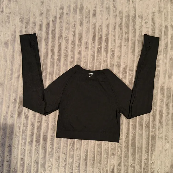Gymshark Vital Seamless 2.0 Long Sleeve Crop‎ Top Black Small B1A3D - Image 6