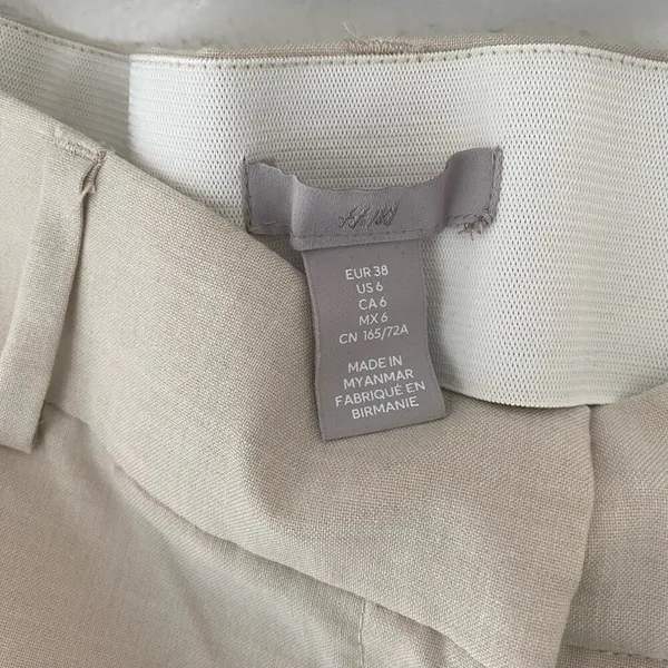 H&M Tapered Leg Slacks Light Beige Size 6 - Image 3