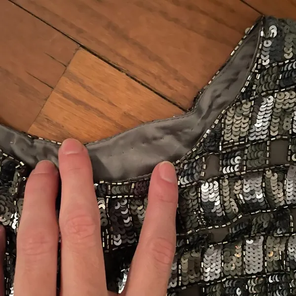Retrofête Delilah Sequin Mini Dress Gunmetal Pewter Grey Silver - Image 12