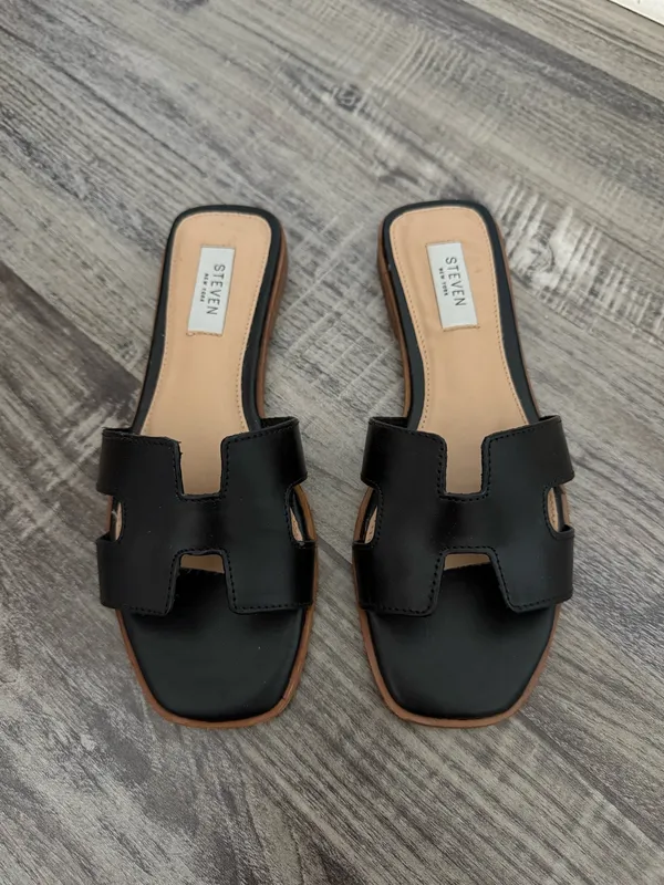 steven by steve madden hayden black leather sandal - Image 2