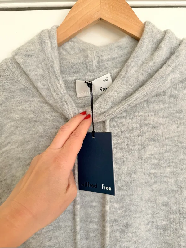 Aritzia Wilfred Free Cozy Light Gray Hooded Knit Wool Blend Sweater Dress S NWT - Image 7