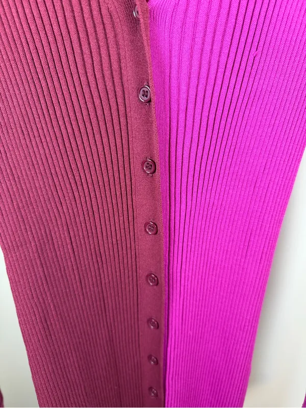 STAUD Shoko Colorblock Ribbed Knit Sweater Dress Fuchsia Bordeaux Midi Size S - Image 11
