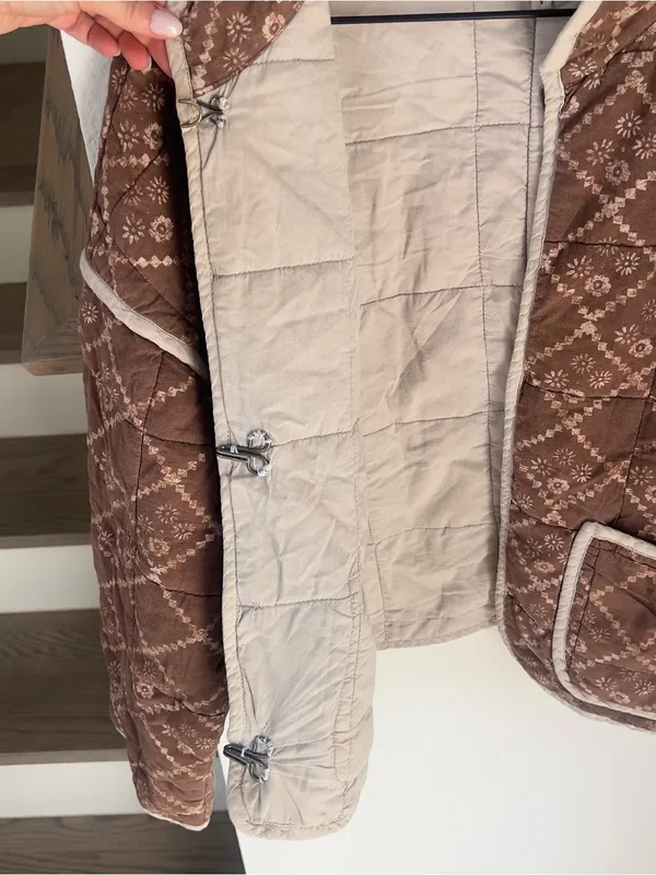 Free People Quilted Chloe Jacket in Brown - Image 6
