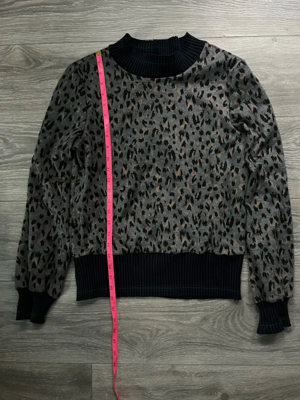 THML Anthropologie Gray Black mock Neck Long Sleeve Sweatshirt M Casual Boho - Image 7