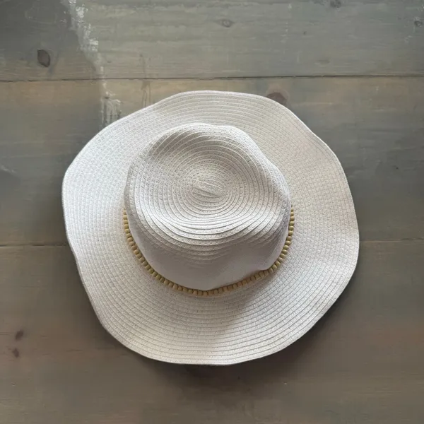 INC International Concepts White Beaded Straw Hat Sz O/S NWT - Image 9