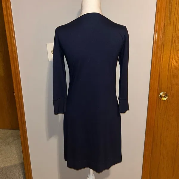 Lilly Pulitzer UPF 50+ Sophie Dress Navy Blue 3/4 sleeve gold button size XS‎ - Image 6