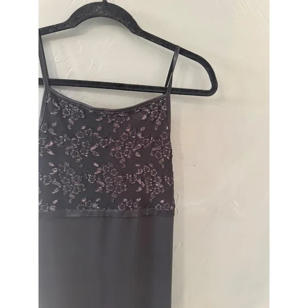 Byer Too Vintage Y2k California Black‎ Floral Lace Metallic Maxi Formal Dress M - Image 2