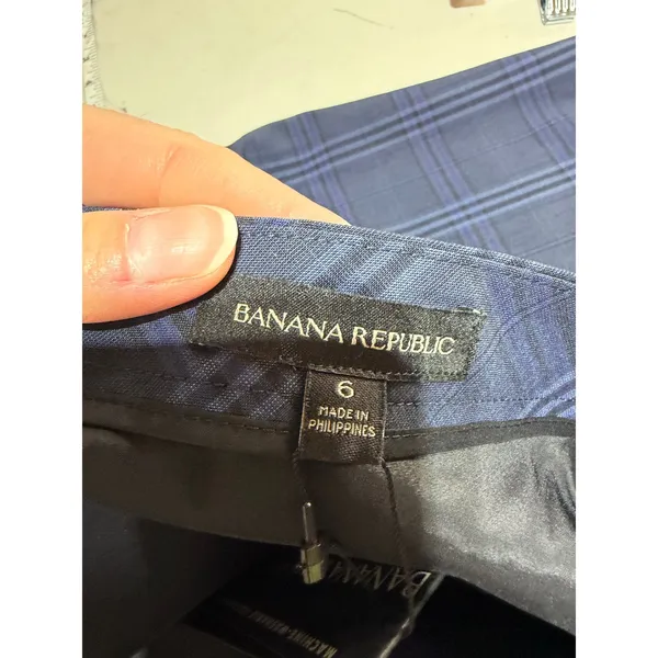 Banana Republic Pencil Skirt Womens 6 Blue Plaid Wool Blend Career Preppy NWT - Image 3